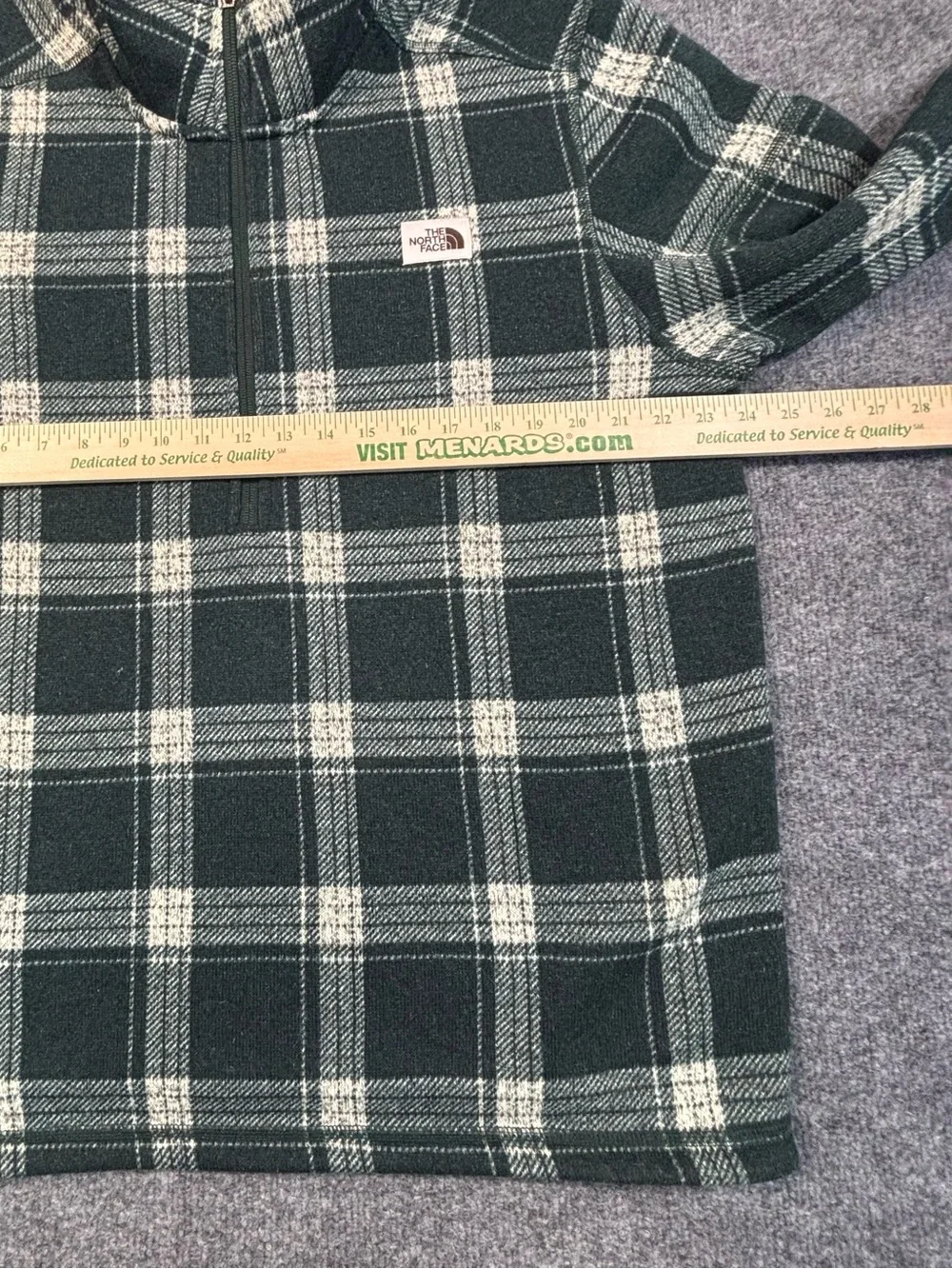 The North Face Fleece Pullover Mens XL Green Plaid 1/4 Zip Jacket Shacket Gorp